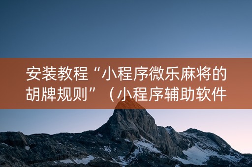安装教程“小程序微乐麻将的胡牌规则”（小程序辅助软件)