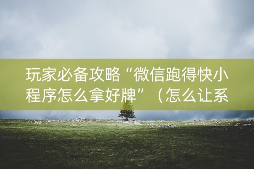 玩家必备攻略“微信跑得快小程序怎么拿好牌”（怎么让系统给你发好牌)