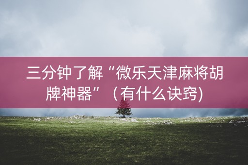 三分钟了解“微乐天津麻将胡牌神器”（有什么诀窍)