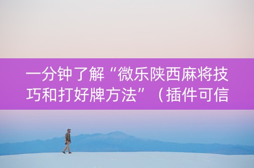一分钟了解“微乐陕西麻将技巧和打好牌方法”（插件可信吗)