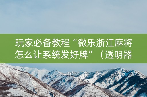 玩家必备教程“微乐浙江麻将怎么让系统发好牌”（透明器教程)