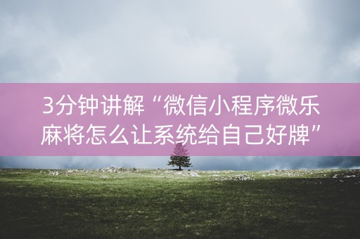 3分钟讲解“微信小程序微乐麻将怎么让系统给自己好牌”（怎么提高胜率)