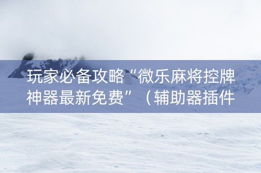 玩家必备攻略“微乐麻将控牌神器最新免费”（辅助器插件)