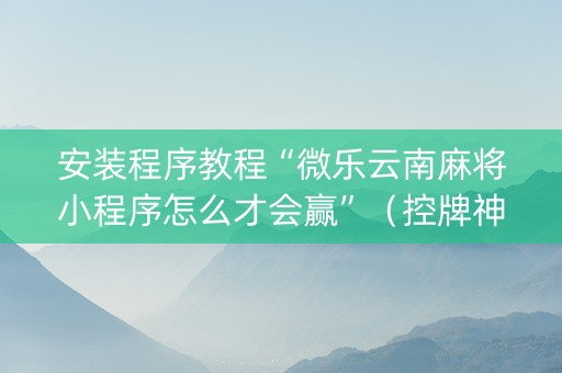 安装程序教程“微乐云南麻将小程序怎么才会赢”（控牌神器)