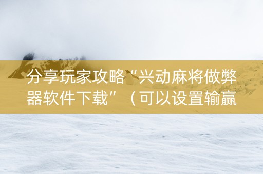 分享玩家攻略“兴动麻将做弊器软件下载”（可以设置输赢吗)
