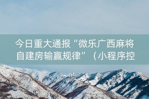 今日重大通报“微乐广西麻将自建房输赢规律”（小程序控牌器)