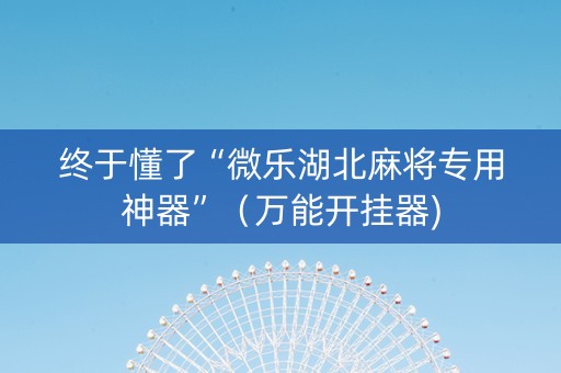 终于懂了“微乐湖北麻将专用神器”（万能开挂器)