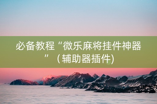 必备教程“微乐麻将挂件神器”（辅助器插件)