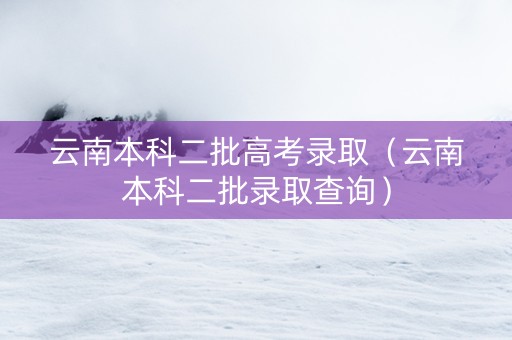 云南本科二批高考录取（云南本科二批录取查询）
