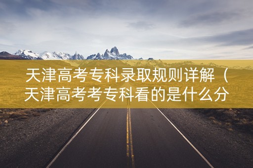 天津高考专科录取规则详解（天津高考考专科看的是什么分数）