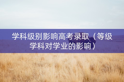 学科级别影响高考录取（等级学科对学业的影响）