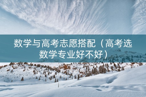 数学与高考志愿搭配（高考选数学专业好不好）