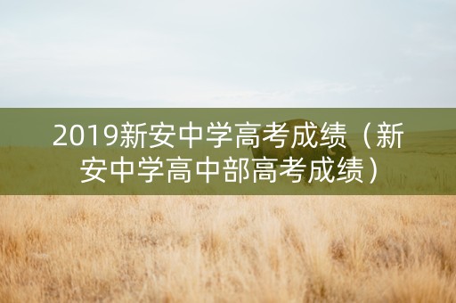 2019新安中学高考成绩（新安中学高中部高考成绩）