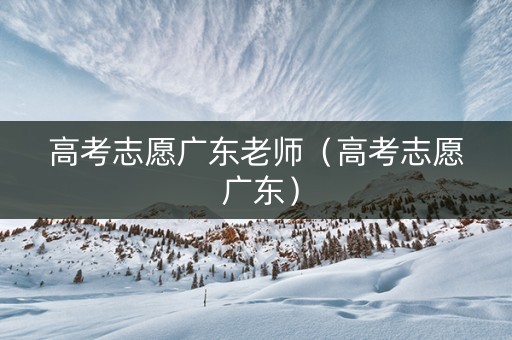 高考志愿广东老师（高考志愿 广东）