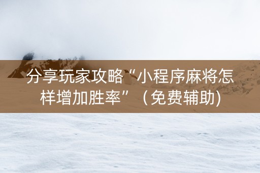 分享玩家攻略“小程序麻将怎样增加胜率”（免费辅助)