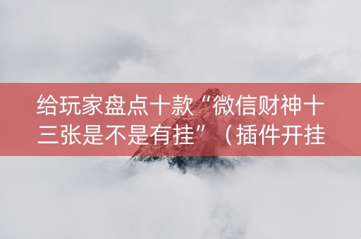 给玩家盘点十款“微信财神十三张是不是有挂”（插件开挂免费AI)