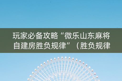 玩家必备攻略“微乐山东麻将自建房胜负规律”（胜负规律拿好牌)