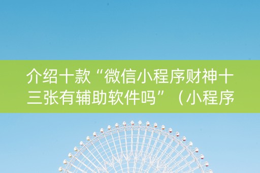 介绍十款“微信小程序财神十三张有辅助软件吗”（小程序辅助软件)