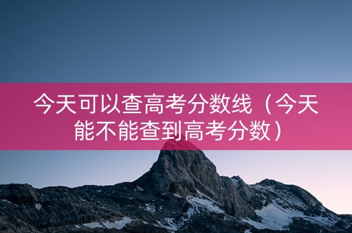 今天可以查高考分数线（今天能不能查到高考分数）