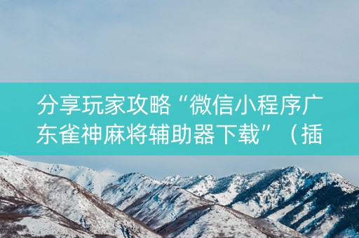 分享玩家攻略“微信小程序广东雀神麻将辅助器下载”（插件开挂免费AI)