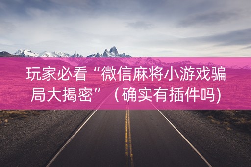 玩家必看“微信麻将小游戏骗局大揭密”（确实有插件吗)