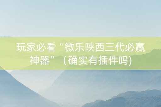 玩家必看“微乐陕西三代必赢神器”（确实有插件吗)