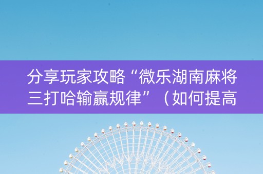 分享玩家攻略“微乐湖南麻将三打哈输赢规律”（如何提高胜率)