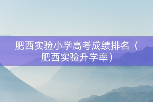 肥西实验小学高考成绩排名（肥西实验升学率）