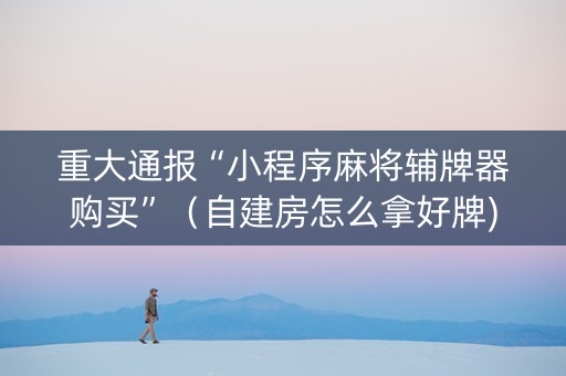 重大通报“小程序麻将辅牌器购买”（自建房怎么拿好牌)