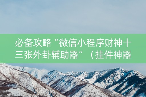 必备攻略“微信小程序财神十三张外卦辅助器”（挂件神器)