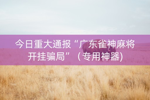 今日重大通报“广东雀神麻将开挂骗局”（专用神器)