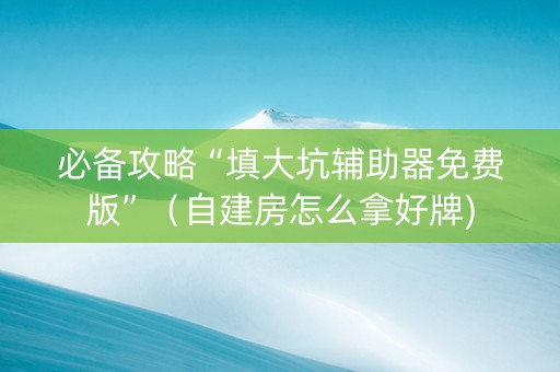 必备攻略“填大坑辅助器免费版”（自建房怎么拿好牌)