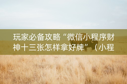 玩家必备攻略“微信小程序财神十三张怎样拿好牌”（小程序必赢神器)