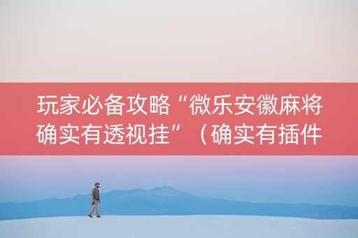 玩家必备攻略“微乐安徽麻将确实有透视挂”（确实有插件吗)