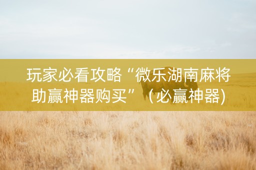 玩家必看攻略“微乐湖南麻将助赢神器购买”（必赢神器)