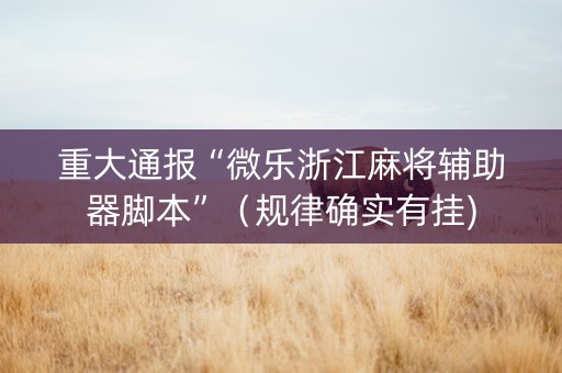 重大通报“微乐浙江麻将辅助器脚本”（规律确实有挂)