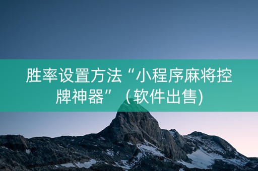 胜率设置方法“小程序麻将控牌神器”（软件出售)