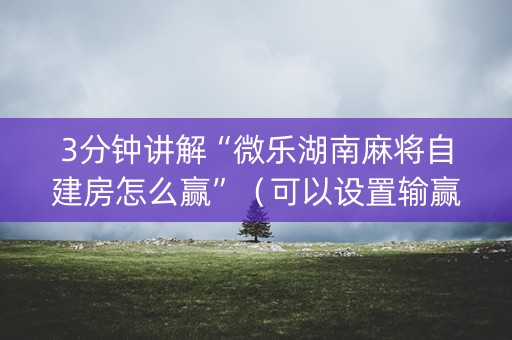 3分钟讲解“微乐湖南麻将自建房怎么赢”（可以设置输赢吗)