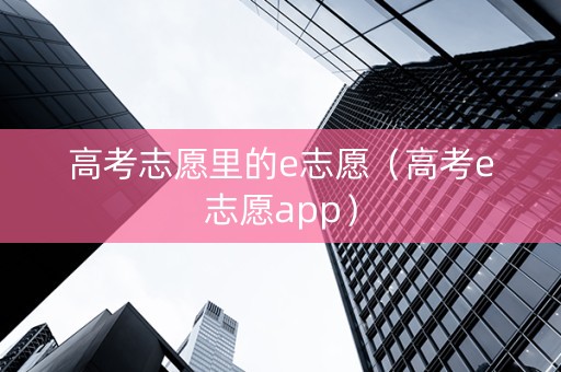 高考志愿里的e志愿（高考e志愿app）