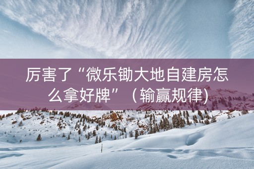 厉害了“微乐锄大地自建房怎么拿好牌”（输赢规律)