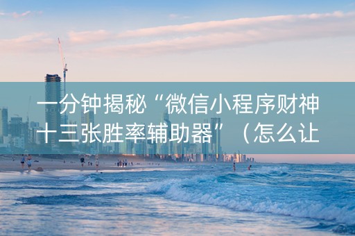 一分钟揭秘“微信小程序财神十三张胜率辅助器”（怎么让系统给自己好牌)