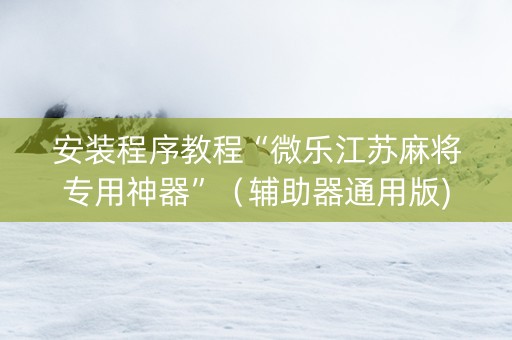 安装程序教程“微乐江苏麻将专用神器”（辅助器通用版)