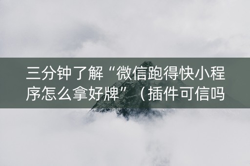三分钟了解“微信跑得快小程序怎么拿好牌”（插件可信吗)