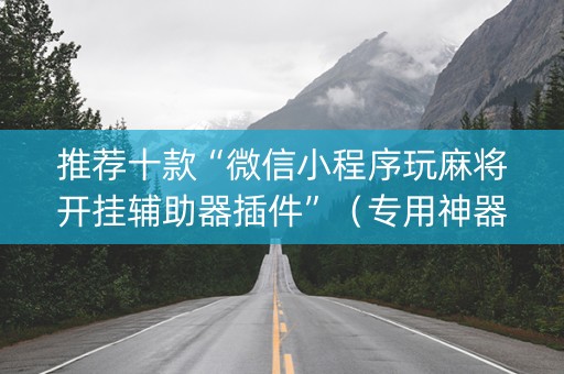 推荐十款“微信小程序玩麻将开挂辅助器插件”（专用神器)