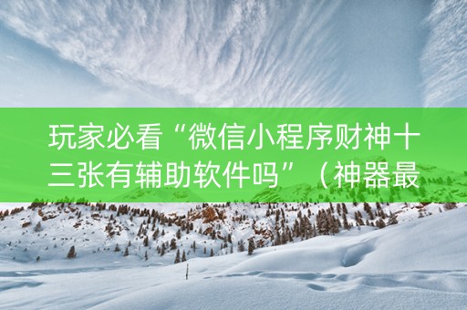 玩家必看“微信小程序财神十三张有辅助软件吗”（神器最新免费)