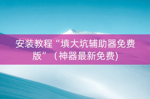 安装教程“填大坑辅助器免费版”（神器最新免费)