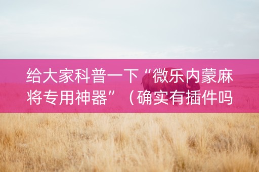 给大家科普一下“微乐内蒙麻将专用神器”（确实有插件吗)