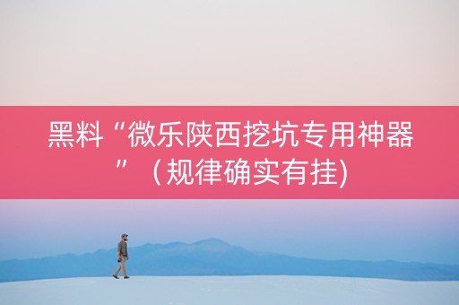 黑料“微乐陕西挖坑专用神器”（规律确实有挂)