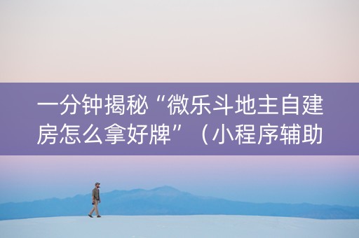 一分钟揭秘“微乐斗地主自建房怎么拿好牌”（小程序辅助软件)