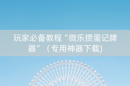 玩家必备教程“微乐掼蛋记牌器”（专用神器下载)